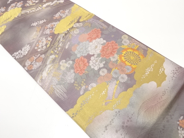 JAPANESE FUKURO OBI / WOVEN FLORAL CART